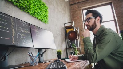 Man at computer Man at computer